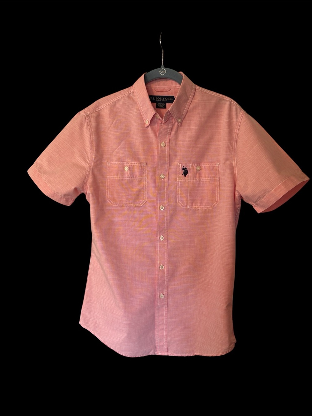 U.S. Polo Assn. Men's Short Sleeve Button-Down Shirt - Coral Pink